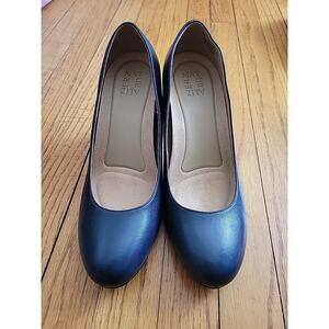 Naturalizer Women Michelle High Heel Pump, Size 9.5 Wide, Blue Leather Comfort
